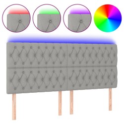 Tête de lit à LED Gris clair 200x7x118/128 cm Tissu 624259624259