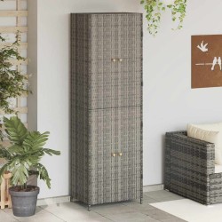 Armoire de rangement jardin Gris 59x40x180 cm Résine tressée 624261624261