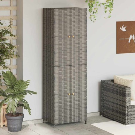 Armoire de rangement jardin Gris 59x40x180 cm Résine tressée 624261624261
