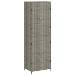 Armoire de rangement jardin Gris 59x40x180 cm Résine tressée 624261624261