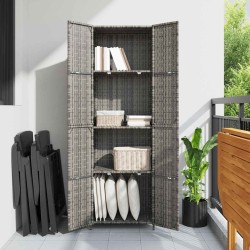 Armoire de rangement jardin Gris 59x40x180 cm Résine tressée 624261624261