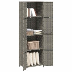 Armoire de rangement jardin Gris 59x40x180 cm Résine tressée 624261624261