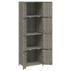 Armoire de rangement jardin Gris 59x40x180 cm Résine tressée 624261624261