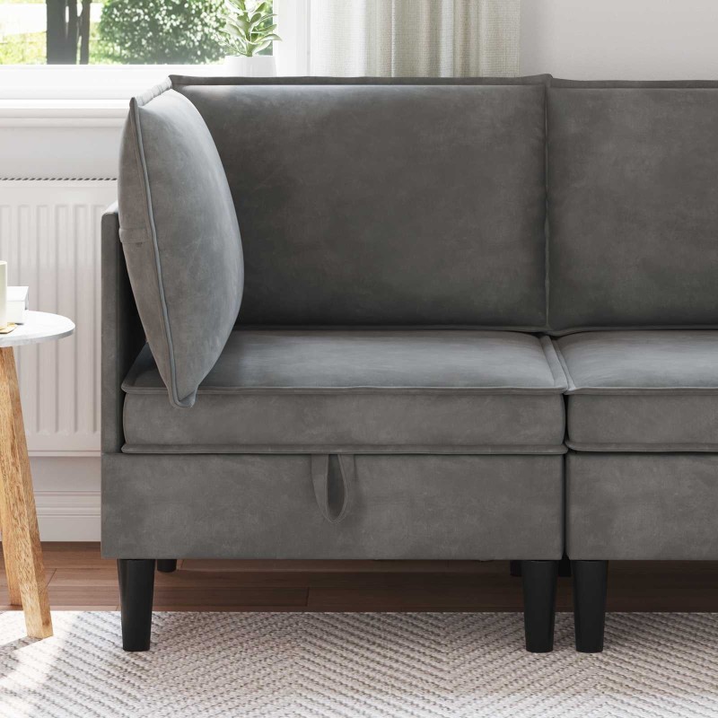 Sofa avec rangement Gris foncé Velours 624262624262