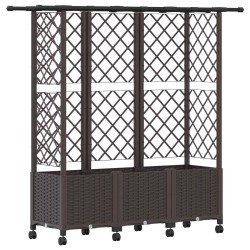 Lit Élevé avec Treillis et Toit Marron 163,5 x 40 x 142 cm PP 624263624263