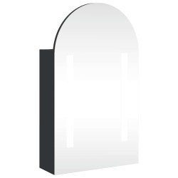 Armoire de bain à miroir avec LED arquée noir 42x13x70 cm 624264624264
