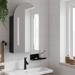 Armoire de bain à miroir avec LED arquée noir 42x13x70 cm 624264624264