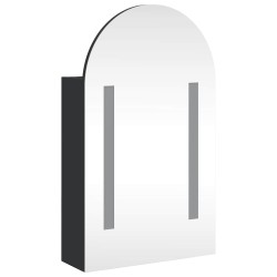Armoire de bain à miroir avec LED arquée noir 42x13x70 cm 624264624264