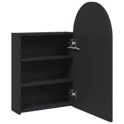 Armoire de bain à miroir avec LED arquée noir 42x13x70 cm 624264624264