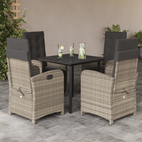 Ensemble à manger de jardin et coussins 5 pcs gris clair rotin 624271624271