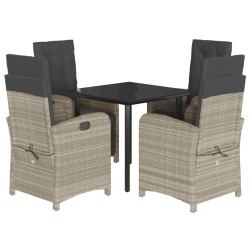 Ensemble à manger de jardin et coussins 5 pcs gris clair rotin 624271624271