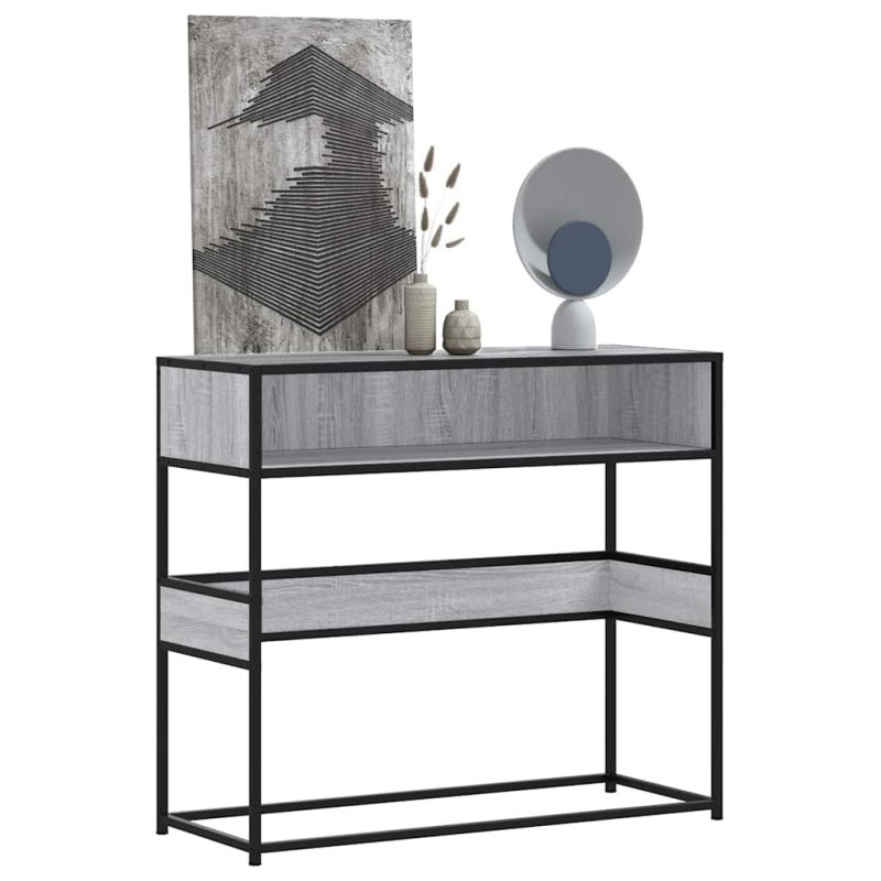 Table console sonoma gris 90x35x80 cm bois d'ingénierie 624274624274