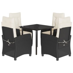 Ensemble à manger de jardin coussins 5pcs Noir Résine tressée 624282624282