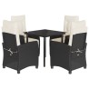 Ensemble à manger de jardin coussins 5pcs Noir Résine tressée 624282624282