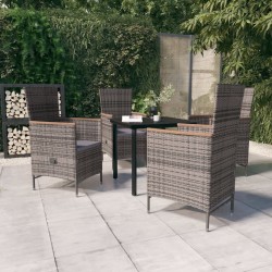 Ensemble à manger de jardin avec coussins 5 pcs Gris 624284624284