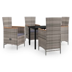 Ensemble à manger de jardin avec coussins 5 pcs Gris 624284624284