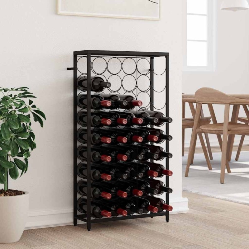 Casier à bouteilles de 45 bouteilles noir 54x18x100cm fer forgé 624286624286
