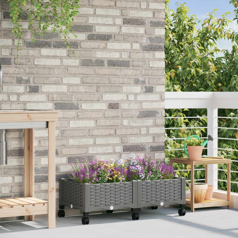 Jardinière avec Roues Gris clair 80 x 40 x 33 cm PP 624287624287