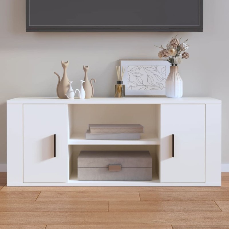 Meuble TV Blanc 100x35x40 cm Bois d'ingénierie 624288624288