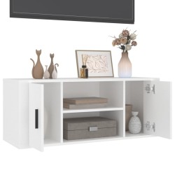 Meuble TV Blanc 100x35x40 cm Bois d'ingénierie 624288624288