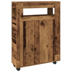 Meuble étroit de salle de bain à roulettes vieux bois 624289624289