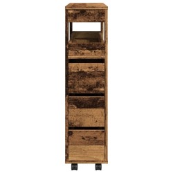 Meuble étroit de salle de bain à roulettes vieux bois 624289624289