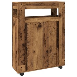 Meuble étroit de salle de bain à roulettes vieux bois 624289624289