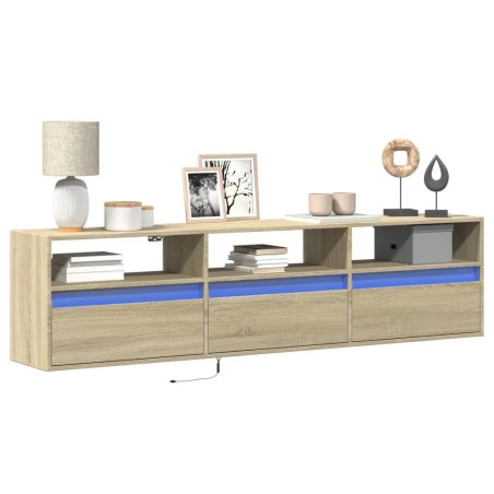 Meuble TV mural avec LED chêne sonoma 180x31x45 cm 624294624294