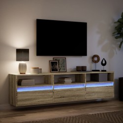 Meuble TV mural avec LED chêne sonoma 180x31x45 cm 624294624294