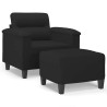 Fauteuil avec repose-pied Noir 60 cm Tissu microfibre 624307624307