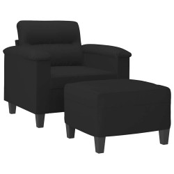 Fauteuil avec repose-pied Noir 60 cm Tissu microfibre 624307624307