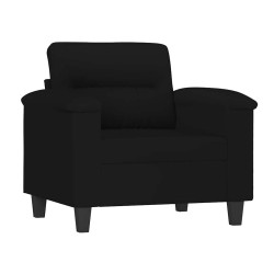 Fauteuil avec repose-pied Noir 60 cm Tissu microfibre 624307624307