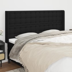 Tête de lit avec oreilles Noir 203x16x118/128 cm Tissu 624309624309
