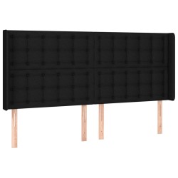 Tête de lit avec oreilles Noir 203x16x118/128 cm Tissu 624309624309