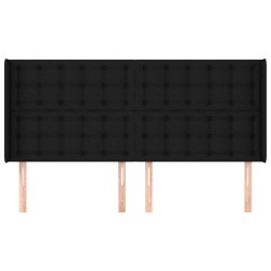 Tête de lit avec oreilles Noir 203x16x118/128 cm Tissu 624309624309