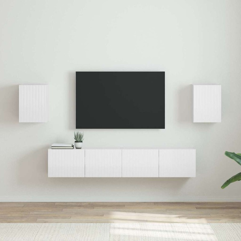 Meuble TV mural 2 pcs Blanc Brillant 30 x 31 x 40 cm 624310624310