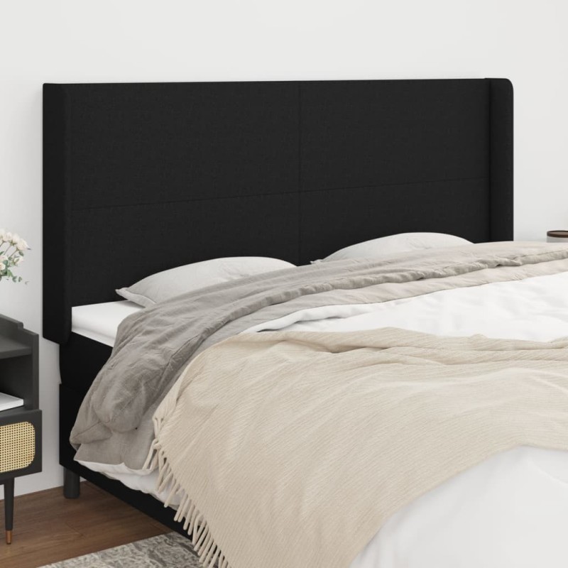 Tête de lit avec oreilles Noir 203x16x118/128 cm Tissu 624315624315
