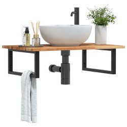 Étagère de vasque murale acier et bois massif d'acacia 624321624321