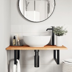 Étagère de vasque murale acier et bois massif d'acacia 624321624321