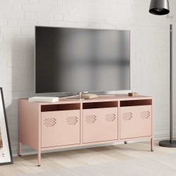 Meuble TV rose 101,5x39x43,5 cm acier laminé à froid 624323624323