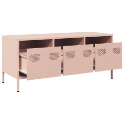 Meuble TV rose 101,5x39x43,5 cm acier laminé à froid 624323624323