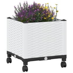 Jardinière avec Roues Blanc 40 x 40 x 48 cm PP 624333624333