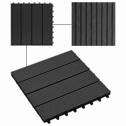 Carreau de terrasse 22 pcs Noir 30 x 30 cm WPC 624334624334