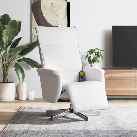 Fauteuil inclinable de massage repose-pieds blanc similicuir 624336624336