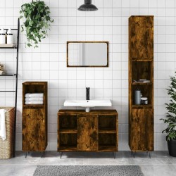 Armoire de bain chêne fumé 30x30x100 cm bois d'ingénierie 624345624345