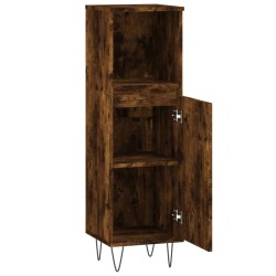 Armoire de bain chêne fumé 30x30x100 cm bois d'ingénierie 624345624345