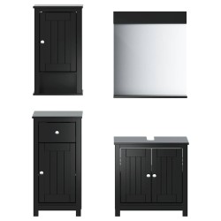 Meubles de salle de bain 4 pcs BERG noir bois de pin massif 624347624347