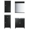 Meubles de salle de bain 4 pcs BERG noir bois de pin massif 624347624347