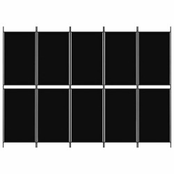 Cloison de séparation 5 panneaux Noir 250x180 cm Tissu 624348624348