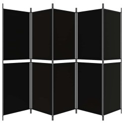 Cloison de séparation 5 panneaux Noir 250x180 cm Tissu 624348624348
